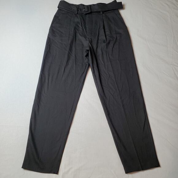 Mango Women's Size 8 NWT Belted Tapered Leg Pants Black - Picture 4 of 8